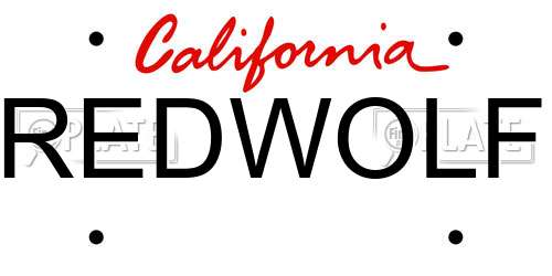 REDWOLF California License Plate