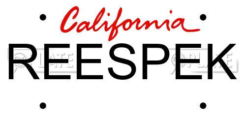 REESPEK California License Plate