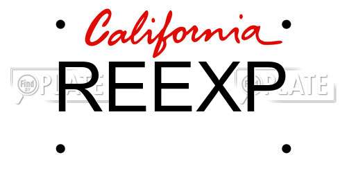 REEXP California License Plate