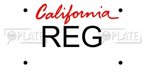 REG California License Plate