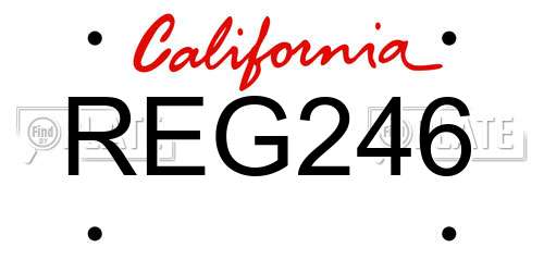 REG246 California License Plate