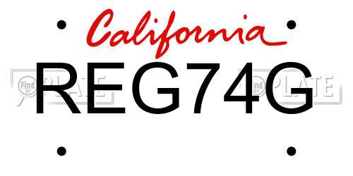 REG74G California License Plate