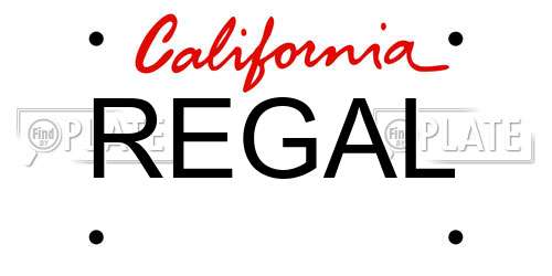 REGAL California License Plate