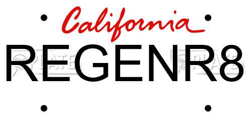 REGENR8 California License Plate