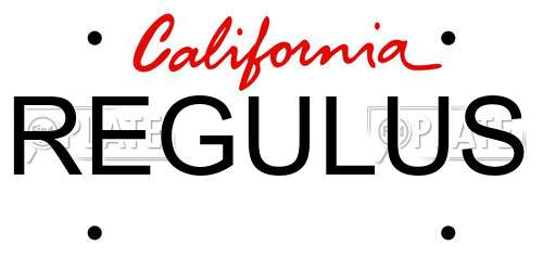 REGULUS California License Plate
