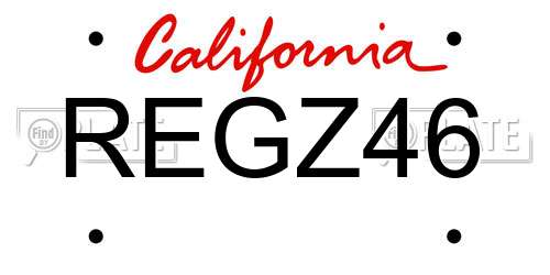 REGZ46 California License Plate