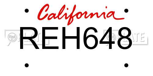 REH648 California License Plate