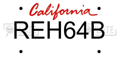 REH64B California License Plate