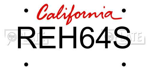REH64S California License Plate