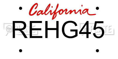 REHG45 California License Plate