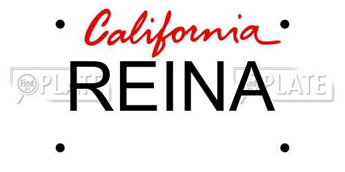 REINA California License Plate