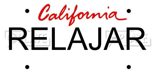 RELAJAR California License Plate