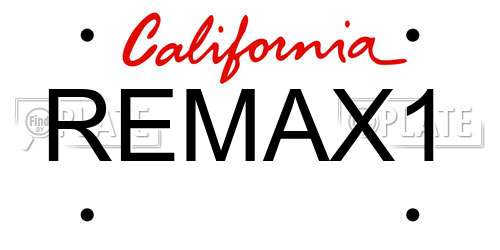 REMAX1 California License Plate