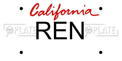 REN California License Plate