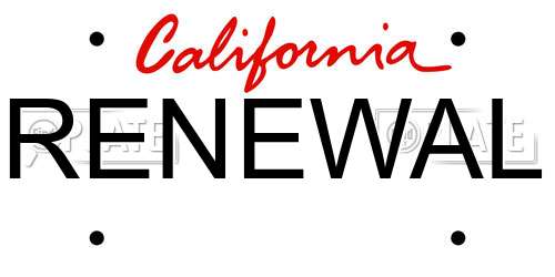 RENEWAL California License Plate
