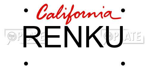 RENKU California License Plate