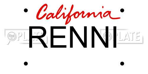RENNI California License Plate