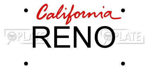 RENO California License Plate