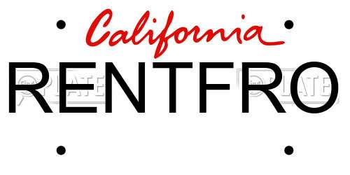 RENTFRO California License Plate
