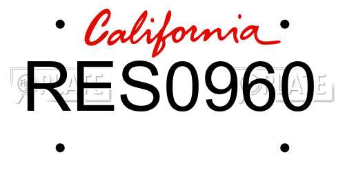 RES0960 California License Plate