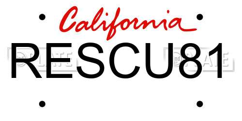 RESCU81 California License Plate