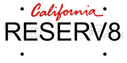 RESERV8 California License Plate