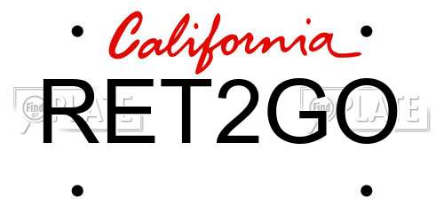 RET2GO California License Plate