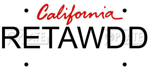 RETAWDD California License Plate