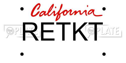 RETKT California License Plate