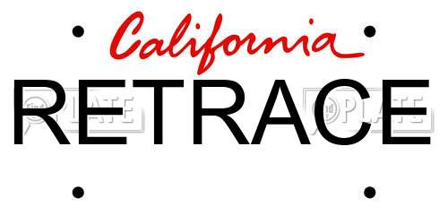 RETRACE California License Plate