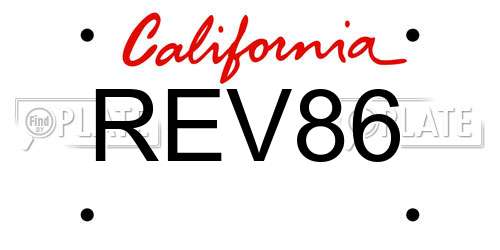 REV86 California License Plate