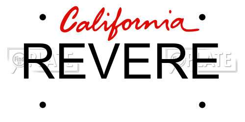 REVERE California License Plate