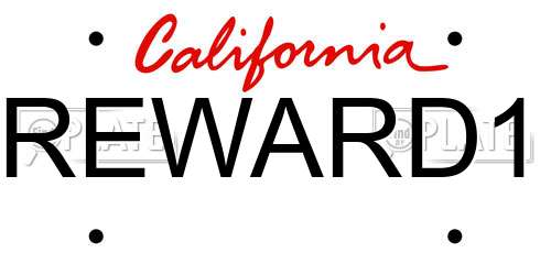 REWARD1 California License Plate
