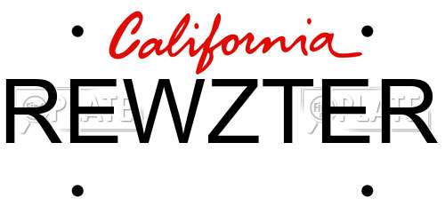 REWZTER California License Plate