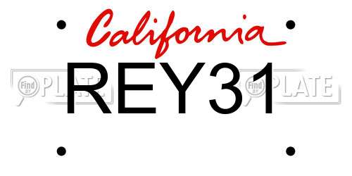 REY31 California License Plate