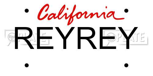 REYREY California License Plate