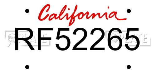 RF52265 California License Plate
