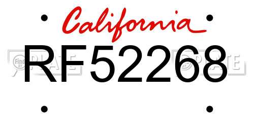 RF52268 California License Plate