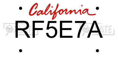 RF5E7A California License Plate