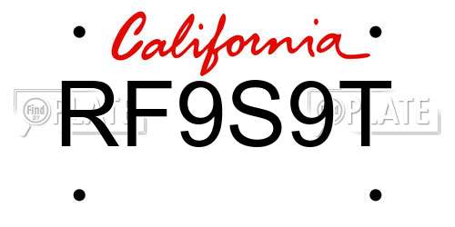 RF9S9T California License Plate