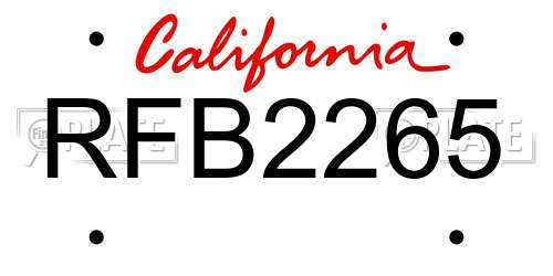 RFB2265 California License Plate