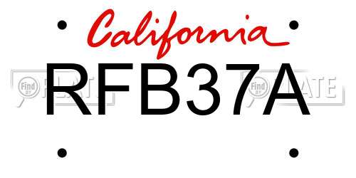 RFB37A California License Plate
