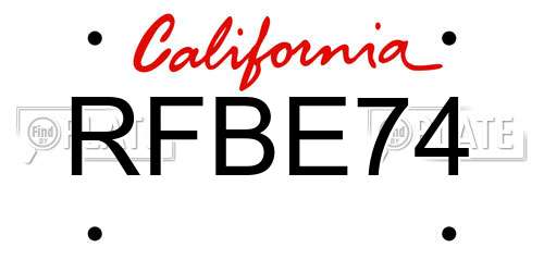 RFBE74 California License Plate