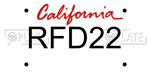RFD22 California License Plate