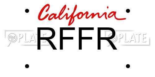 RFFR California License Plate