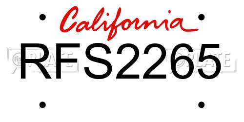 RFS2265 California License Plate