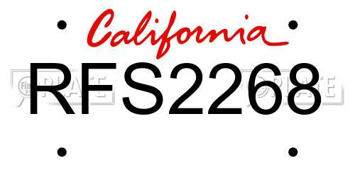 RFS2268 California License Plate