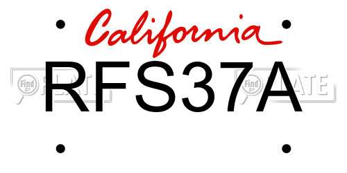 RFS37A California License Plate