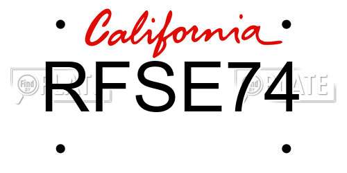 RFSE74 California License Plate