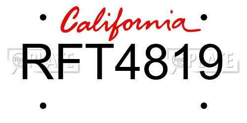RFT4819 California License Plate